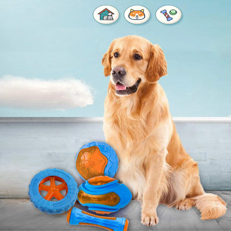 Description Picture 4 of itemRubber Dog Toys for Dog Chewing Bite Resistant Squeaky Training Playing Toy Interactive Dog Toys for Large Dogs Teeth Cleaning