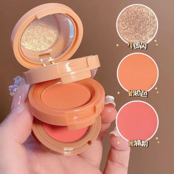 New 3 In 1 Matte Highlighter Blush Palette Pearly Blush Shiny Eyeshadow Multifunctional Face Makeup Palette Female Cosmetics