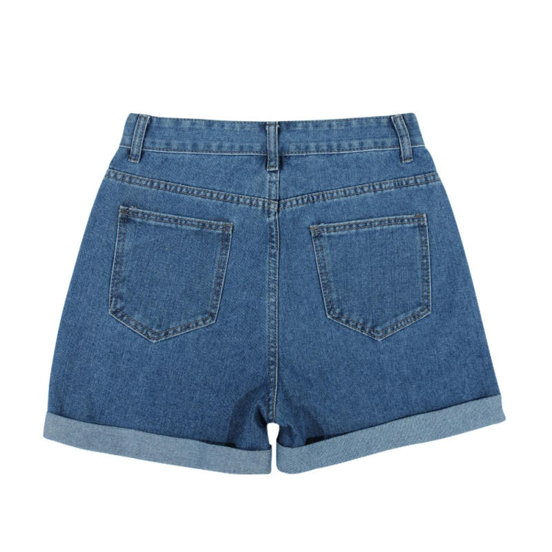 Description Picture 6 of itemFashion Moon Sun Print Loose Fit Denim Shorts For Female 2022 Summer New Hemming Blue Boyfriend Style Women's Short Pants