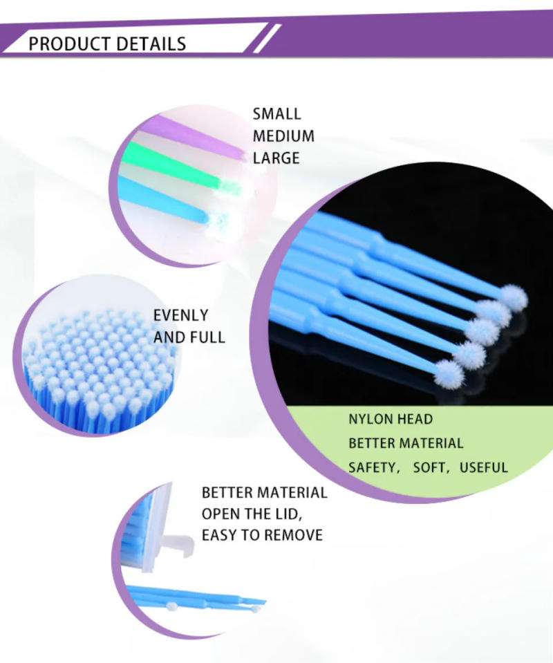 Description Picture 4 of item100pcs Micro make up brushes Eyelash Extension EyeLash Glue Brushes Lint Free Applicators Disposable MakeUp brushes Makeup Tools