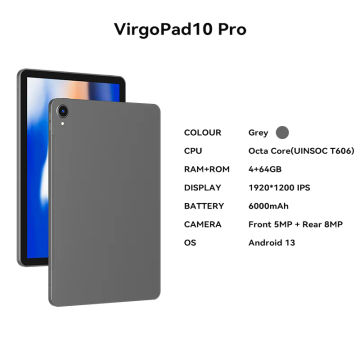 Adreamer VirgoPad10X Tablet 10.1 Inch Android 13 Pad 8GB+128GB 1920*1200 Display 8000 mAh Battery 4G LTE Unisoc T616 Tablet PC