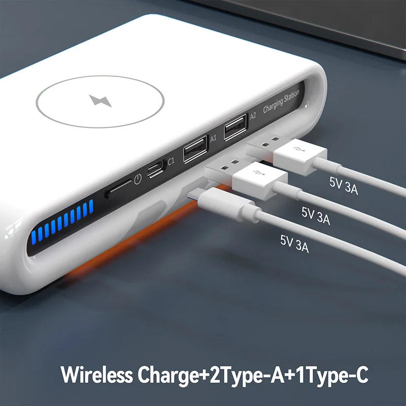 Description Picture 5 of item15W Fast Chargers USB Type C For Apple iPhone 13 12 Watch Airpods Wireless Charging Station Color LED Indicator Desktop Charger