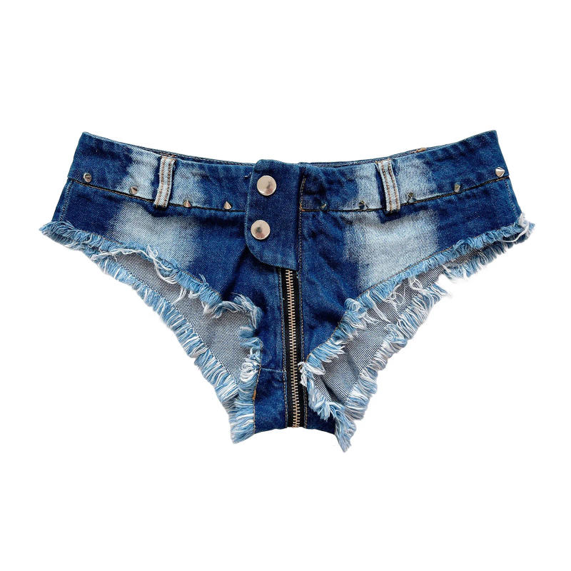 Description Picture 5 of itemErotic Women Zipper Crotch Denim Shorts Low Rise Hot Pants Jeans Mini Shorts Panties for Rave Festival Nightclub Pub Stage Show