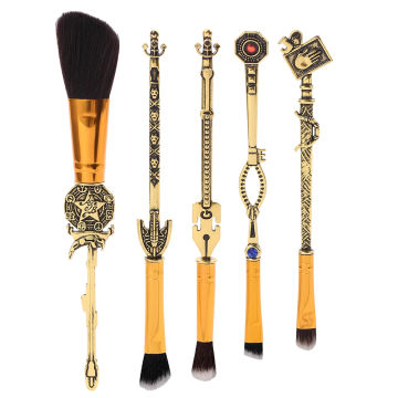 5pcs/set Vintage JoJo's Bizarre Adventure Makeup Brush Cosplay Accessories Foundation Blending Brush Female Makeup Tool With Bag