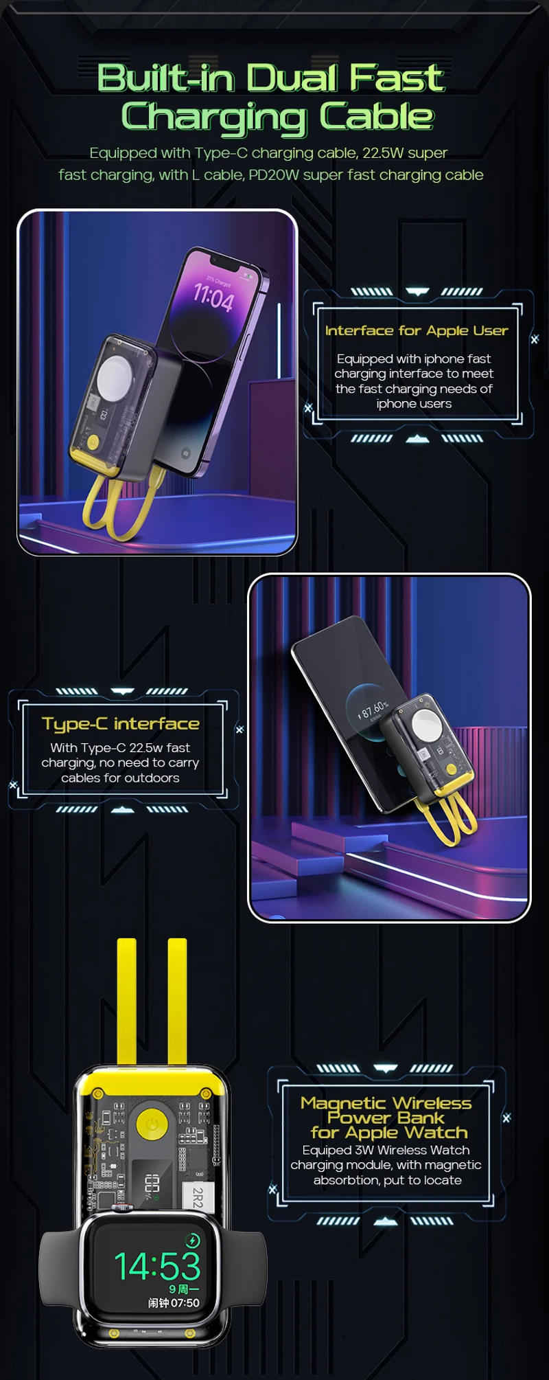 Description Picture 5 of itemPortable Charger for Apple Watch Series, 10000 mAh Spare Battery, Wireless  Portable Power Station, Mini Powerbank Mobile