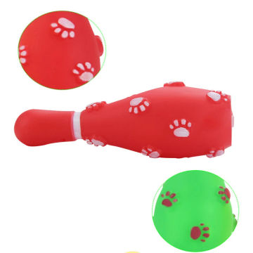 Dog Chew Toys Bowling Shape Pet Cat Dog Chew Molar Toys Puppy Squeak Toy Rubber Sound Teeth Clean Fetching Funny Training Toys