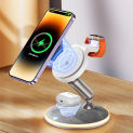 Canvas Wireless Charging 3 in 1 for Apple Watch S8 iPhone 14 13 Magnetic Foldable Holder Wireless Charger Station for Airpods 2