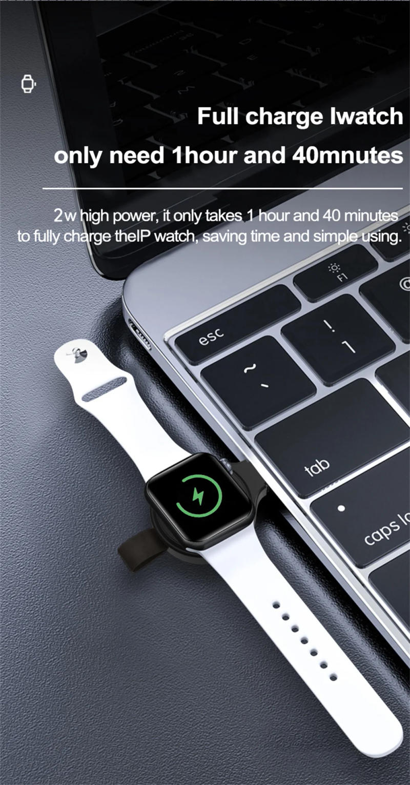 Description Picture 3 of itemMini Portable Magnetic Wireless Charger For Apple Watch 8 7 6 5 4 SE 3 USB-C Charging Dock For iWatch 44mm/40mm Charge Bracket