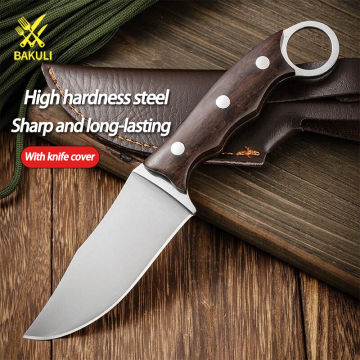 BAKULI Compact Meat Knife, Portable Pocket Knife, Steak Fruit Carbon Steel Boning Knife, Outdoor Camping Knife with Sheath