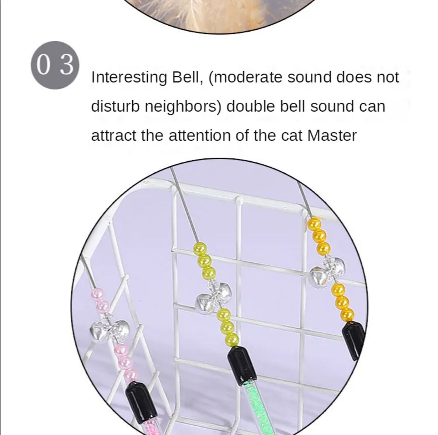 Description Picture 6 of itemMulticolor Cat Toy Cat Feather Toy Cat Tease Baseball Scratch Bite Feather Toy Wire Cat Stick Interactive Toy Bell Stick Pet Toy