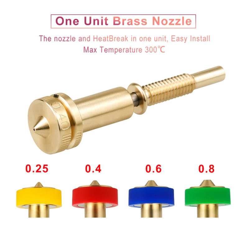 Description Picture 2 of itemClone Nozzle All-in-one Bimetal Nozzles 0.25/0.4/0.6/0.8mm Heatbreak Brass Titanium For Hotend Extruder