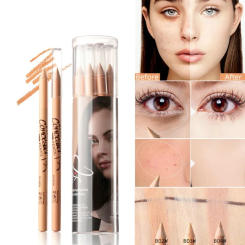 Face Dark Circle Concealer Pen Cover Up Acne Scars Fine Lines Wooden Handle Soft Cream Waterproof Face Contour Pen Face Makeup