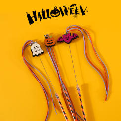 New Halloween Cat Wand Ghost Bat Pumpkin Tassel Bell Toy Pole Cat Interactive Toy Toys for Cats Photography Props Holiday Gifts