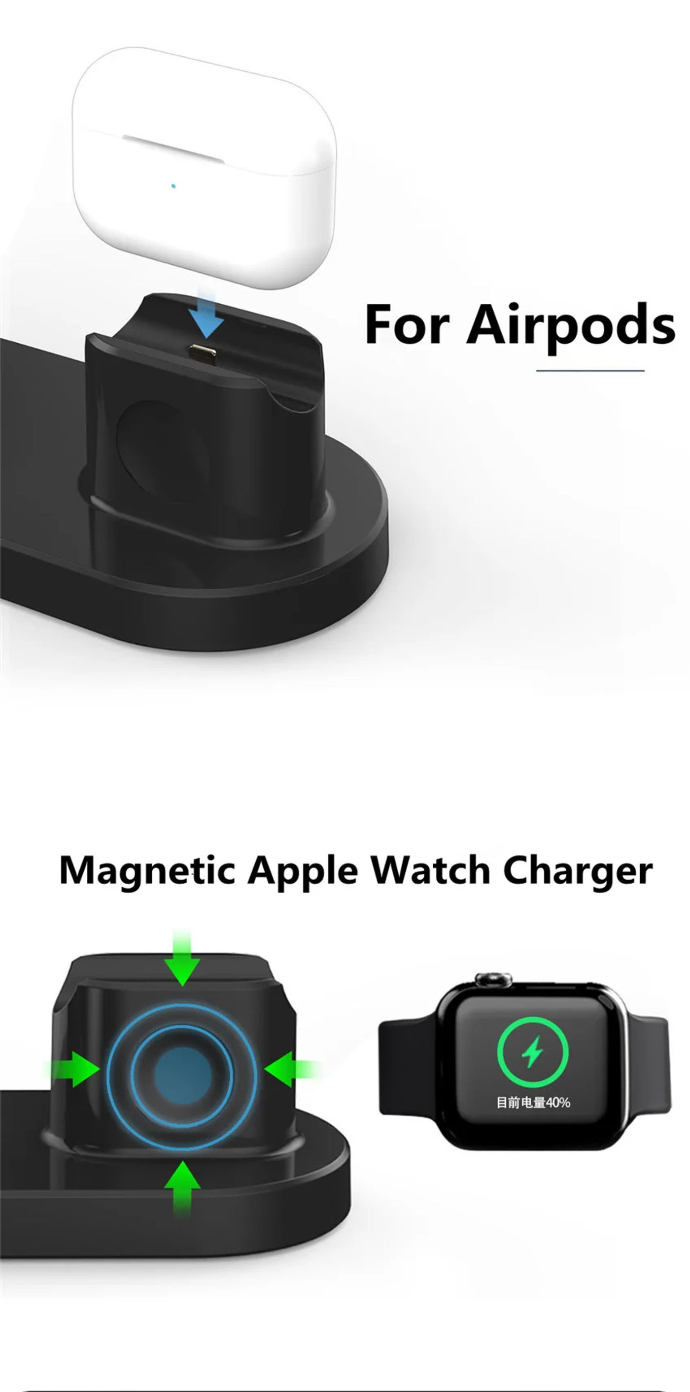 Description Picture 6 of item15W 3 in 1 Wireless Charger Stand for iPhone 14 13 12 11 X 8 Fast Charging Dock Station for Apple Watch iWatch 8 7 SE 6 Airpods