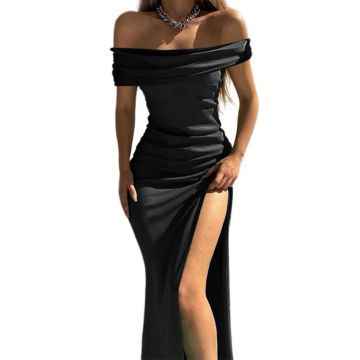 Sexy Women Dress Solid Business Stage Clubwear Cocktail Evening Party Formal Gown High Split Ladies Long Dresses