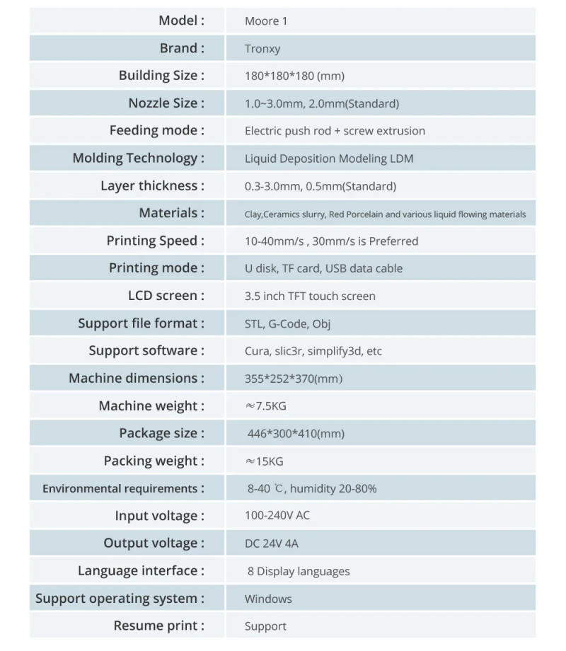 Description Picture 5 of itemTronxy Moore 1 180x180x180mm potter pottery clay 3d printer Liquid deposition modeling antique ceramics ceramic 3d printer