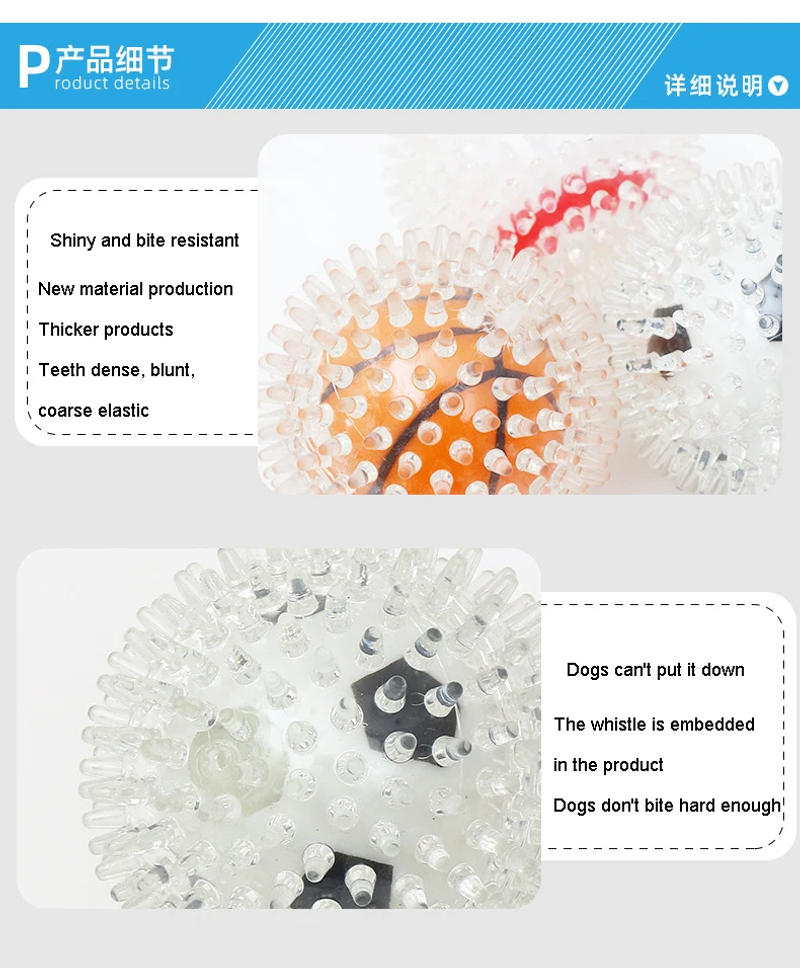 Description Picture 3 of itemTPR New Materials Dog Toys Pet Interactive Toys Molar Cleaning Basketball Spike Chewing Interactive Training Ball Pet Items