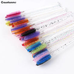50Pcs/Pack Crystal Eyelash Makeup Brush Diamond Handle Mascara Applicator Stick Disposable Eyebrow Eyelash Extension Beauty Tool