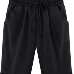 Beach Casual Short Women Shorts Solid Drawstring Elastic Waist Pockets Short Pants Holiday Home High Waist Women's Summer Shorts