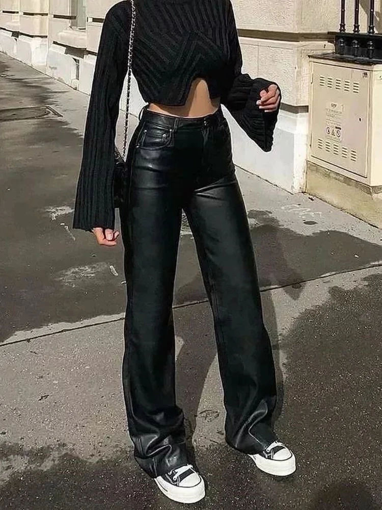 High Waist Sexy PU Leather pants