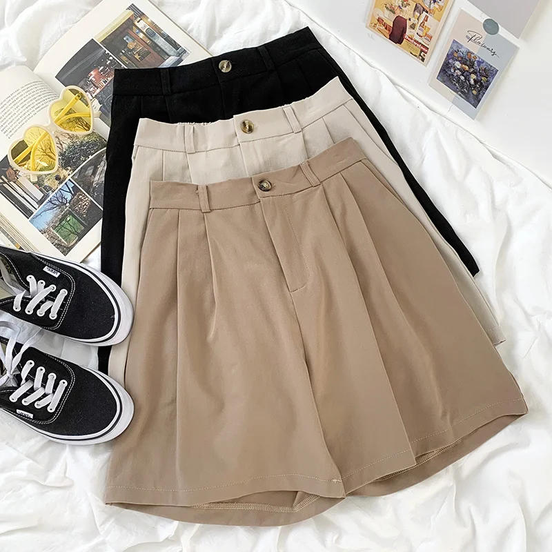 Description Picture 3 of itemLoose Wide Leg Summer Shorts Casual High Waist Korean-style Office Fashion Simple Streetwear All-match Chic Basic Shorts