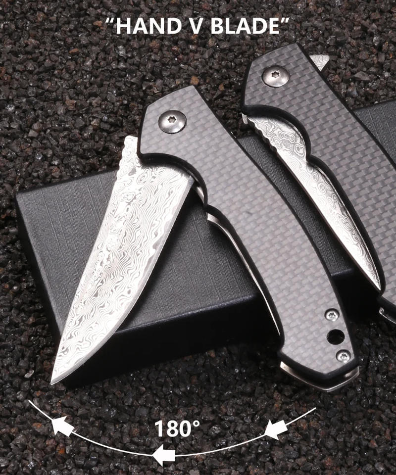 Description Picture 5 of item1pcs folding knife, carbon fiber and steel handle, with back clip design easy to carry, camping travel knife, fruit knife, gift