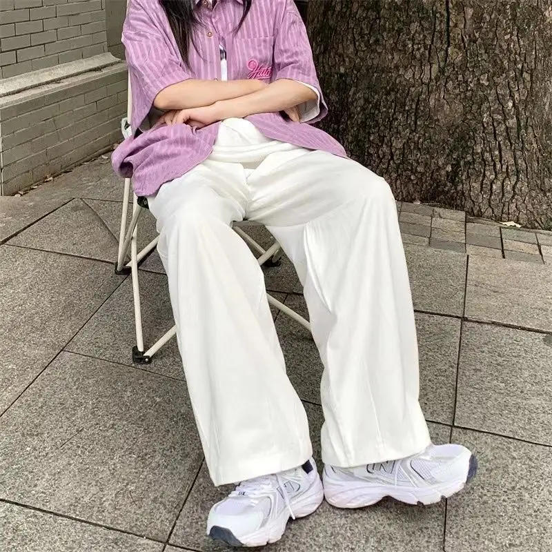 Description Picture 6 of itemCasual Pants Women S-4XL Minimalist Loose All-match Basic Streetwear Fashion Pure Korean Style Daily Students Classic Trousers