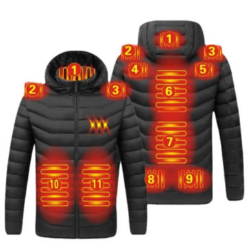 19/11/9 Areas Heated Jacket Men Electric Heating Jackets Heated Down Coat Men Women Clothing Winter Heatable Cotton Jacket Veste