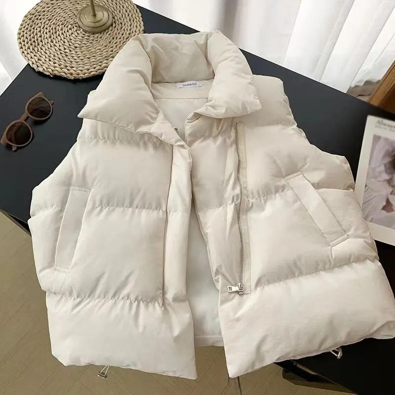 Description Picture 6 of itemAutumn Winter Y2K Vest Women Thick Warm Down Vest Harajuku Loose Jacket Casual Outerwear Short Waistcoat Windproof Vest Coats