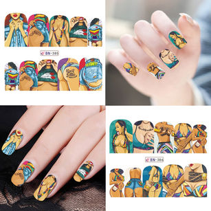 12 Sheets Pop Art Nail Sticker DIY Self-adhesive Decor Women Manicure Decal