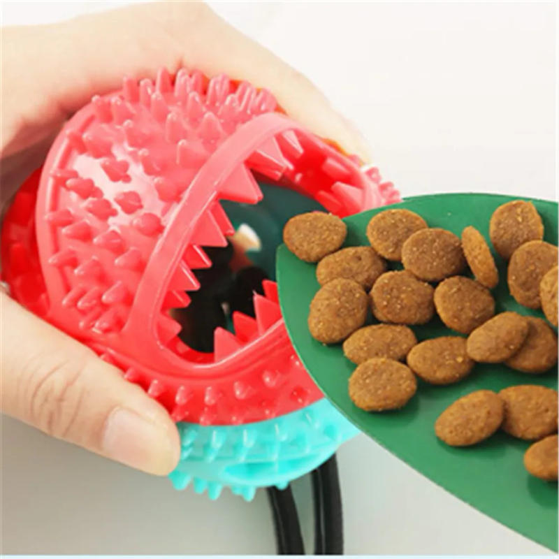 Description Picture 5 of itemNon-toxic Pet Dog Molar Bite Ball Food Slowly Feeder Toy Pet Tug Rope Chewing Toys Pet Dog Tooth Cleaning Toys With Suction Cup