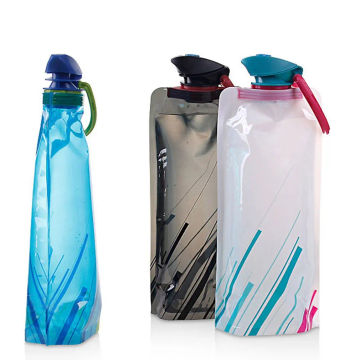 700ml Big Capacity Reusable Travel Portable Flexible Collapsible Foldable Bottles Water Bag For Sports Hiking Camping Outdoor