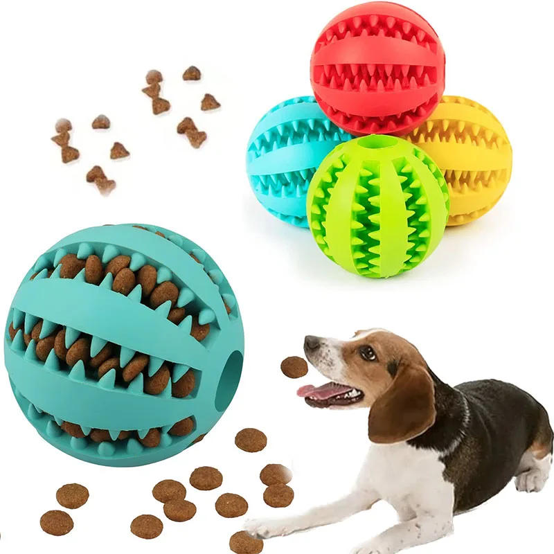 Description Picture 2 of itemInteractive Rubber Balls Toy for Small Large Dogs Chewing Toys Pet Tooth Cleaning Indestructible Dog Food Ball Pet Accessories