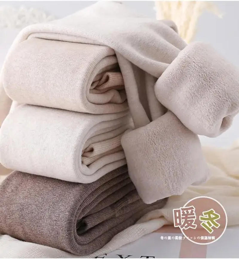 Description Picture 2 of itemWinter Warm Leggings Women Vertical Stripes Casual Pants Thickened Plush Cotton High Elasticity Solid High Waist Winter Pants