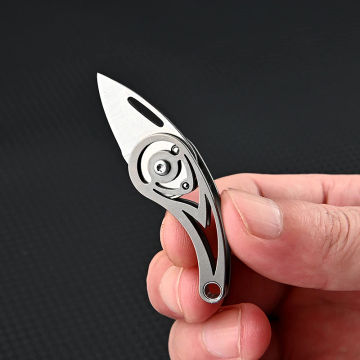 Titanium Alloy Mini Folding Knife High Hardness D2 Steel Sharp Knife With Keychain Pendant Disassembly Express Open Box EDC Tool