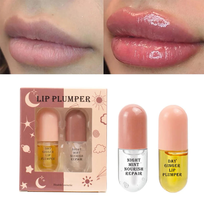 Description Picture 6 of itemDay Night Volume Lip Plumper Oil Clear Lasting Nourishing Repairing Reduce Lip Fine Line Care Lip Oil Cosmetic 10g