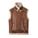 TRAF 2023 Woman Winter Vest Coat Cotton Imitation Leather Vests Women Fashion Sleeveless Jacket Windproof Casual Warm Coats