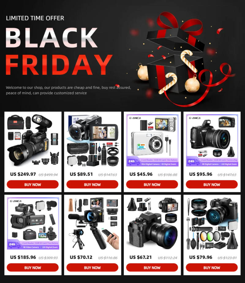 Description Picture 2 of itemG-Anica 4K Digital Camera 48MP Vlogging Camera for with 180° Flip Screen,16X Digital Zoom Video Camera Camcorder