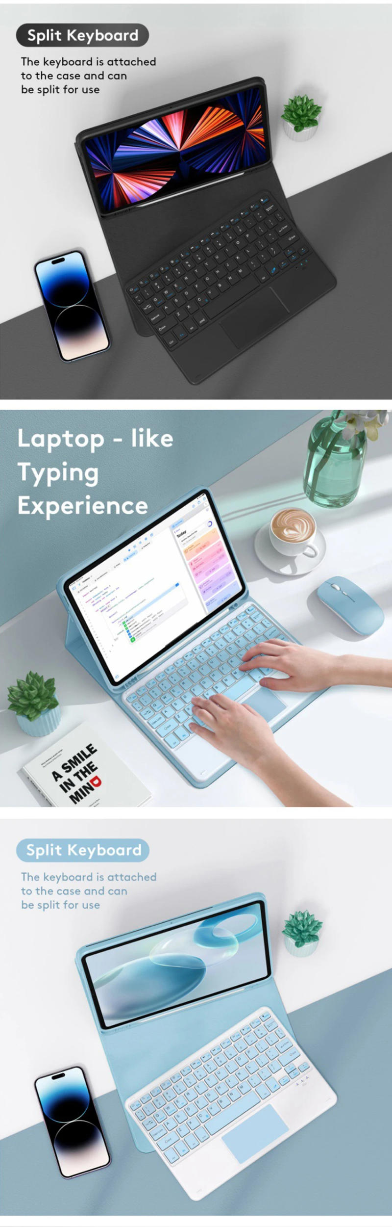 Description Picture 5 of itemEMTRA For Samsung Galaxy Tab Keyboard Case For A8 10.5 S6 Lite 10.4 S7 S8 11in S7 Plus S7 FE S8 Plus 12.4 inch Case Tablet Cover