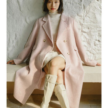 ZIQIAO All-match Style 100% Wool Double-sided Woolen Coat for Women 2023 Winter Newly Long Woolen Suit Jacket for Female