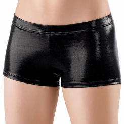 OVIGILY Women Black Shorts Low Waist Elastic Waistband Metallic Dance Booty Shorts Girls Shiny Stage Performance Shorts Ballet