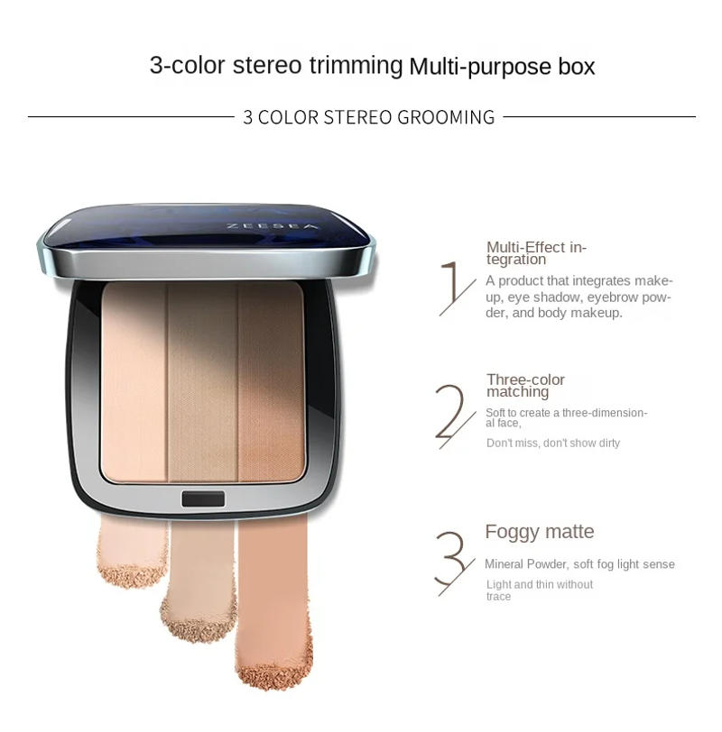 Description Picture 3 of itemZEESEA 3 Colour Highlighting & Contouring Shadow Face Powder Palette All-in-One Hairline Nose Shadow SMulti-Purpose Foundation