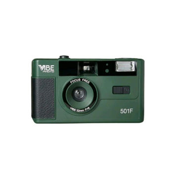 New German VIBE 501F Camera Reusable Non-Disposable Retro Film Camera 135 Film Fool with Flash Black/Red/Champagne Silver/Pink