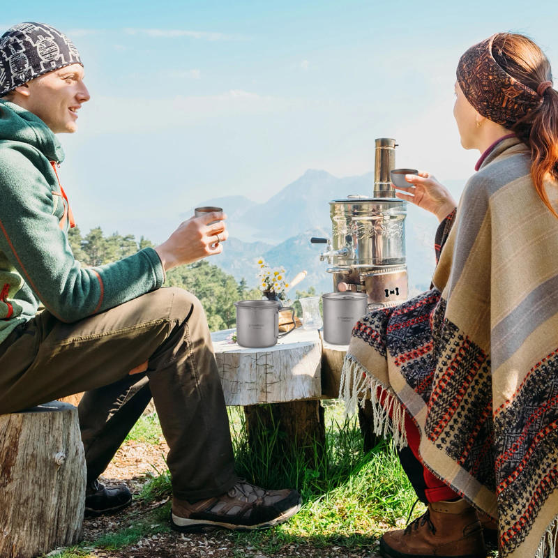 Description Picture 5 of itemTOMSHOO Titanium Tea Cup Set with Strainer Lightweight Stackable Water Coffee Cup Mug for Outdoor Camping Hiking Backpacking