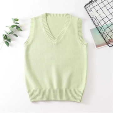 Teenager School Girl Uniform Sleeveless Sweaters Women Vest Students Girls V Neck Knitted Pullover Female Waistcoat Ladies Tops