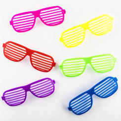 6Pcs Neon Color Shutter Style Glasses 80's Party Slotted Sunglasses for Kids Adults 80s Retro Rock Pop Star Disco Dress-Up Party