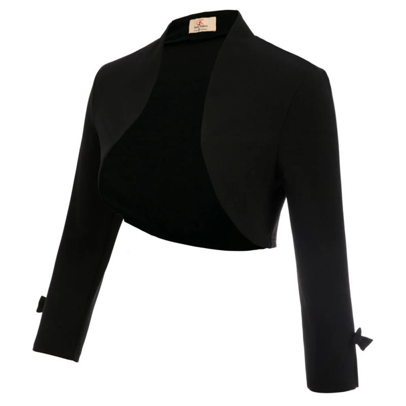 Description Picture 4 of itemGK Women Long Sleeve Bolero Open Front Irregular Hem Cropped Coat Shrug Elegant Lady Lightweight Elegant Cropped Cardigan A30