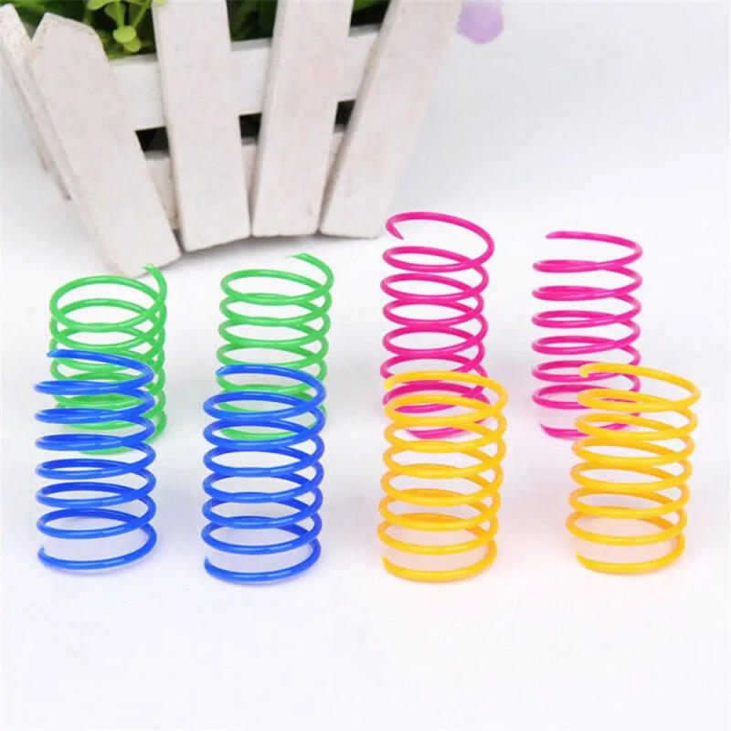 Description Picture 5 of item4/8/12/20Pcs Cat Spring Toy Plastic Colorful Coil Spiral Springs Pet Action Wide Durable Interactive Toys Pet Favor Toy