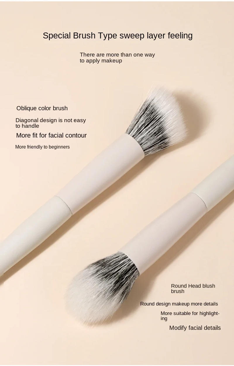 Description Picture 4 of itemBlush Stippling Brush High-quality Double Layer Goat Hair Powder Blusher Brush Fluffy Highlight Stippling Blush Makeup Brushes