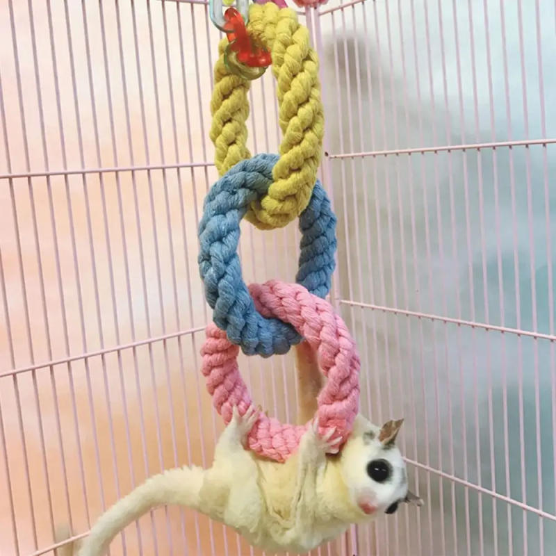 Description Picture 4 of itemHamster Climbing Rope Toys Sugar Glider Cage Accessories Hanging Swing Cage Toy Bird Rope Swing Toy for Climbing Exercising